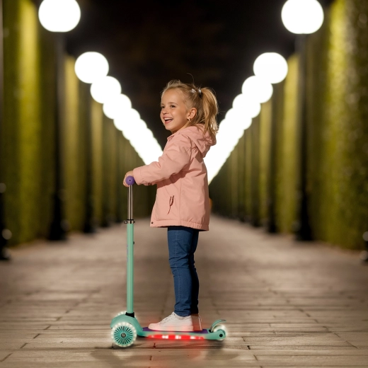 LED kerekek és világító platform a jobb láthatóságért