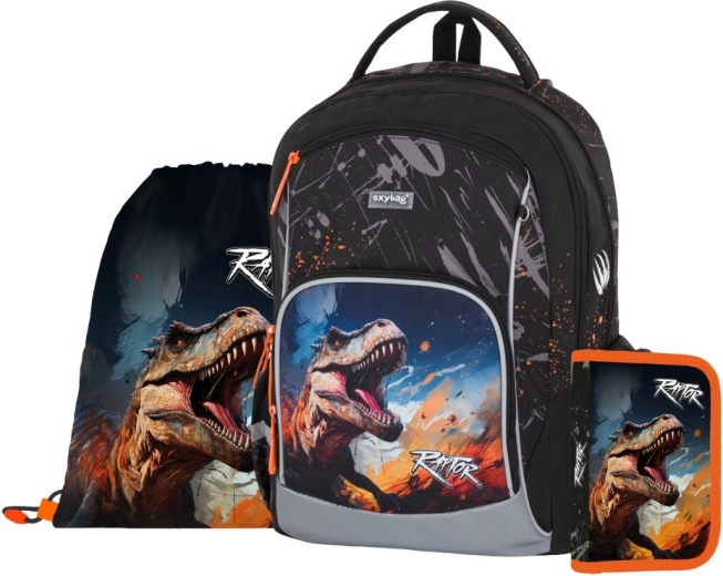 OXY GO Dino iskolai szett, 3 részes – hátizsák, tornazsák és tolltartó