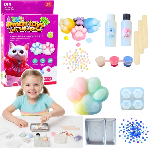 Kreatív DIY készlet squishy macskamancs készítéséhez, 28 darabos