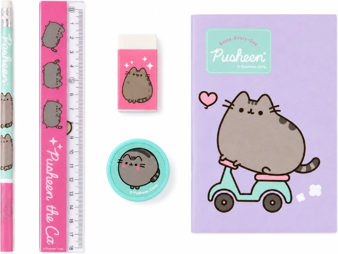 Ötrészes Pusheen lila iskolai készlet