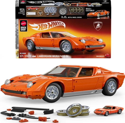 Mattel Brick Shop Hot Wheels Speed Series ’71 Lamborghini Miura P400 SV építőkészlet 1524 darabból