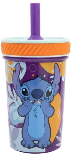Biztonságos gyerekpohár szívószállal Stitch - 1 db