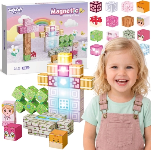 Woopie mágneses építőkockák 48 db Montessori 3D