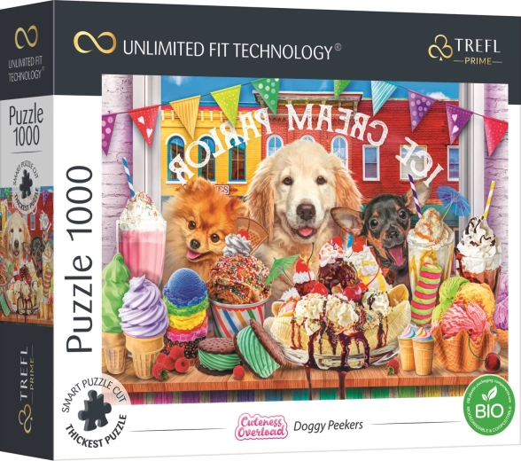 Trefl UFT puzzle Cuteness Overload: kutyusok a cukrászda előtt, 1000 darab