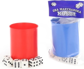 Játékkockák dobópohárral (6 db) 2 színben – 1 készlet