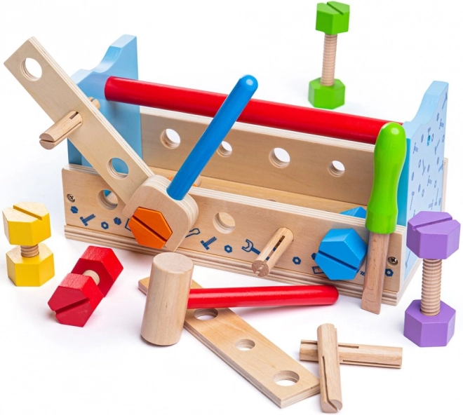 Bigjigs Toys 2 az 1-ben Fa munkapad és szerszámos láda