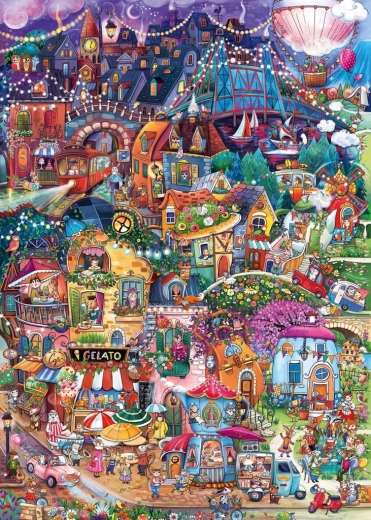 Puzzle HEYE Happy Town: Jó estét! 1000 darab