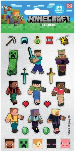 csillogó Minecraft matricák – 25 db