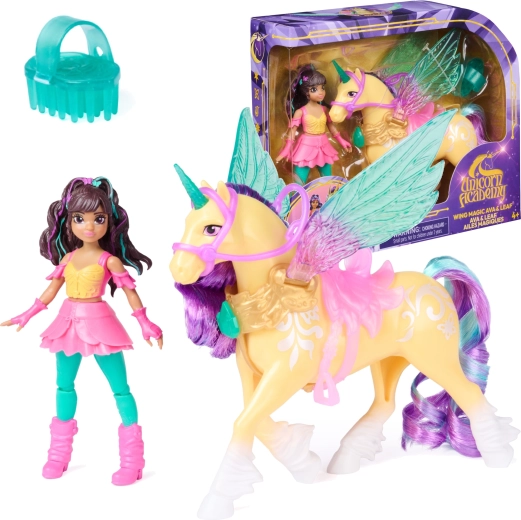 Unicorn Academy mágikus szárnyak – Ava baba és Leaf unikornis kiegészítőkkel