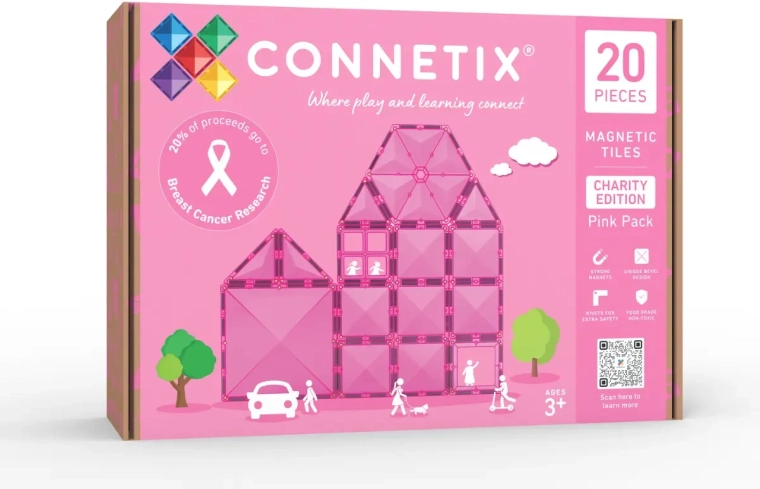Connetix jótékonysági rózsaszín mágneses építőelemkészlet – 20 darab