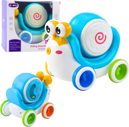 Interaktív guruló csiga zenélő dobbal és fényhatásokkal – kék