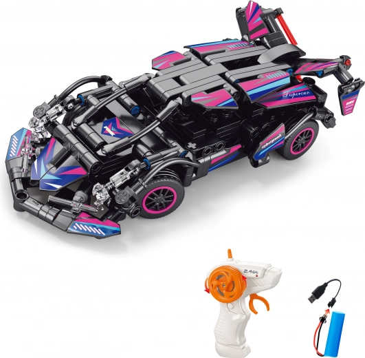 Rózsaszín távirányítós építőkészlet autó 19 cm – 323 darab