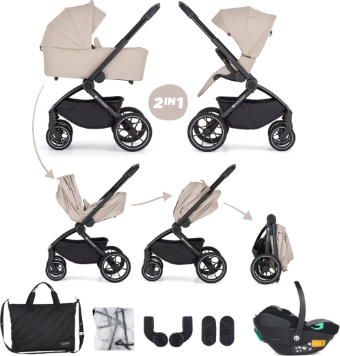 Petite&Mars Scout 3 az 1-ben kombinált babakocsi Anthracite Moon színben Core Pro i-Size autósüléssel