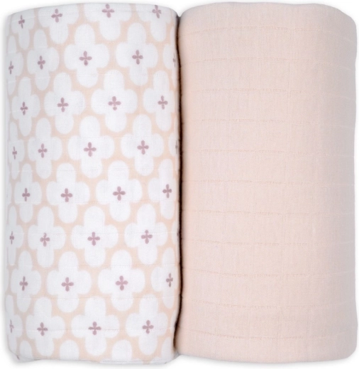 Lodger swaddler organikus pamutból 110 × 110 cm (2 db) – matcha/powder