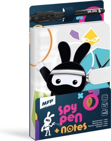 Jegyzettömb mágnessel SPY NOTES - fekete ninja nyúl