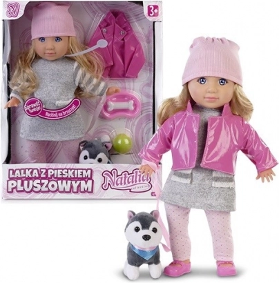 Natalia baba plüss kiskutyával 35 cm