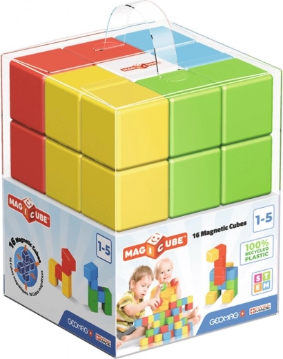 MAGICUBE mágneses építőkockák 16 db – újrahasznosított műanyagból