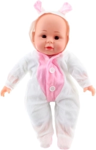Hangot adó baba 30 cm fehér ruhában