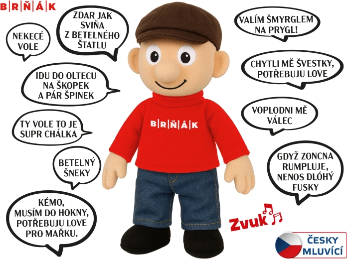 Brňák beszélő plüss figura 32 cm, elemes