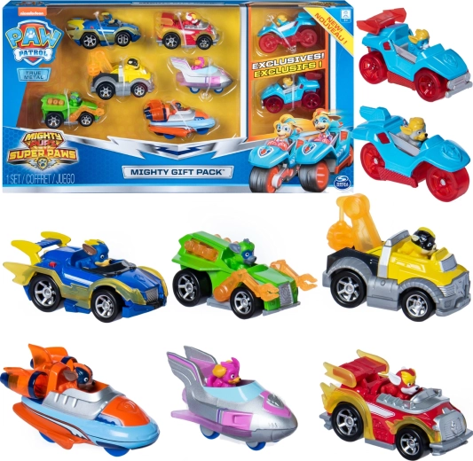 Paw Patrol Mighty Pups ajándékszett 8 fém True Metal járművel