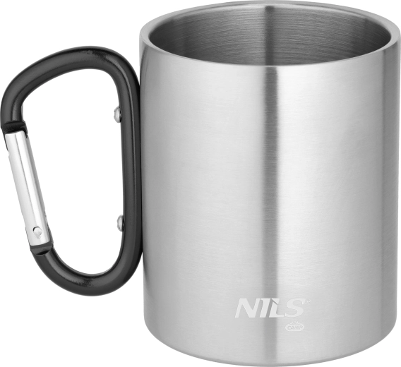 Kemping rozsdamentes acél bögre karabinerrel 300 ml NILS CAMP