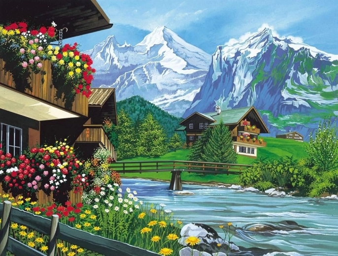 Norimpex gyémántfestés – Hegyi házikó 30 × 40 cm