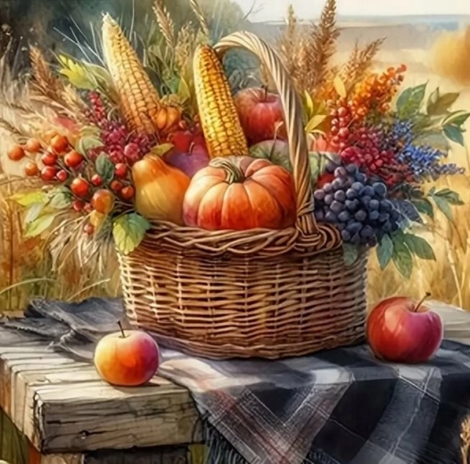 Gyémántszemes festés Őszi kosár 30 × 40 cm
