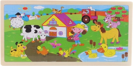 Fa mintás kirakó farm témával táblán – 96 darabos