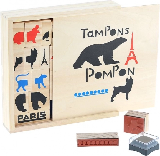 POMPON TOYS fa bélyegzők – kreatív készlet 23 db tintapárnákkal