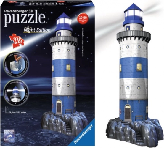 Ravensburger világító 3D puzzle világítótorony éjszakai kiadás 216 darab
