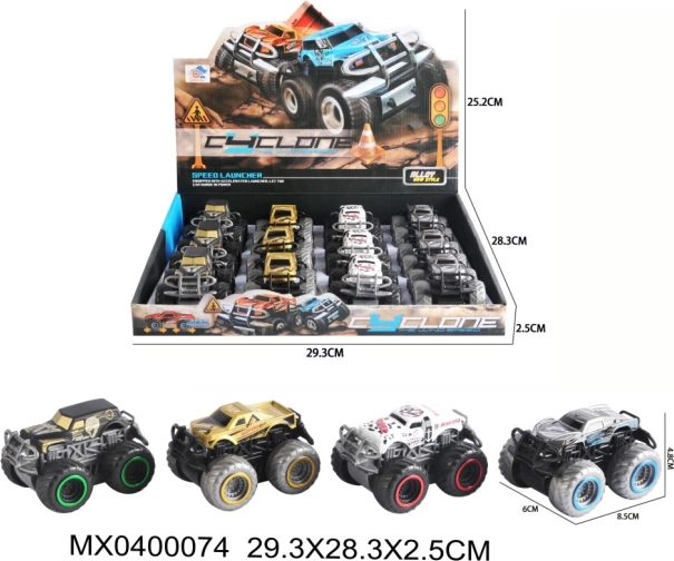 fém felhúzós 4x4 autó nyitható ajtókkal