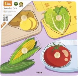 Viga fa puzzle gombokkal zöldség