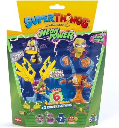 SuperThings Neon Power gyűjtőcsomag 6 figura exoskeletonokkal