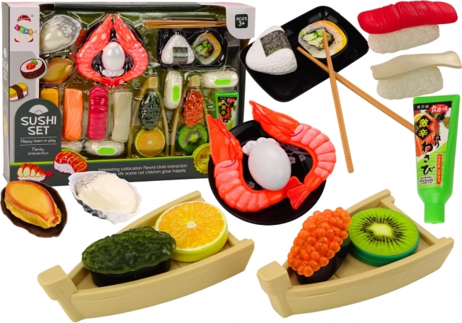 Sushi játék szett garnélákkal tartozékok gyerekeknek, 24 elem.