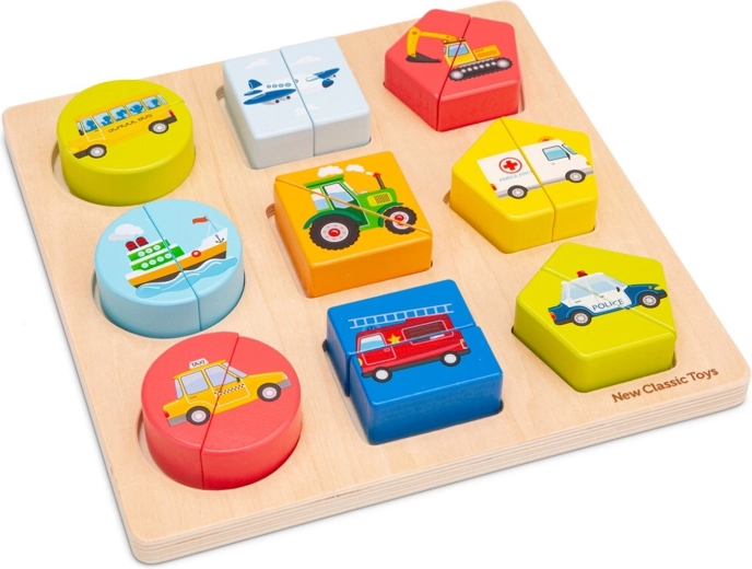 Fa beillesztős puzzle - közlekedési eszközök