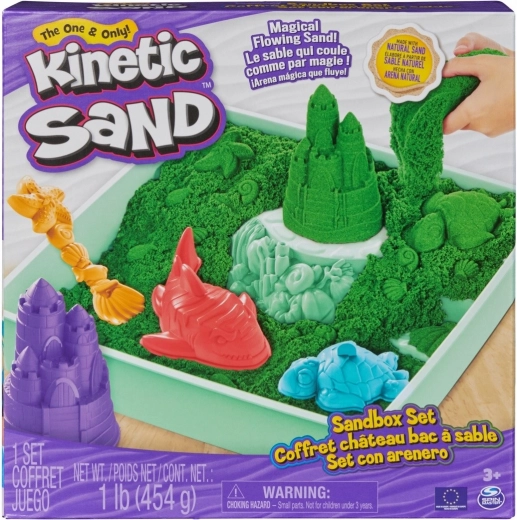 Kinetic Sand – zöld asztali homokkészlet tálcával