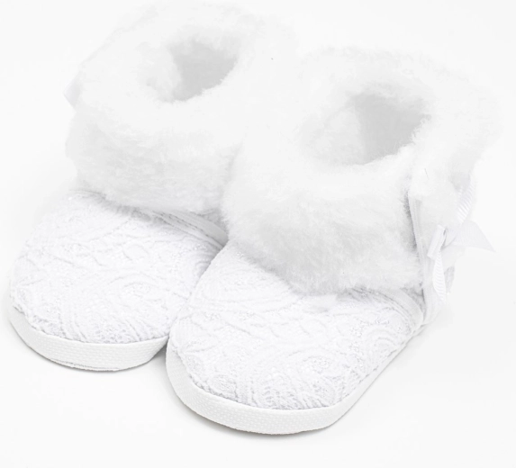 New Baby csipkés téli babacsizmák, fehér, 0–3 hónap