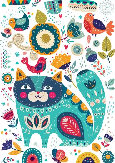 Macska és madarak puzzle 1000 darabbal