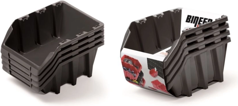 Bineer Long tárolódoboz készlet, 4 db, fekete