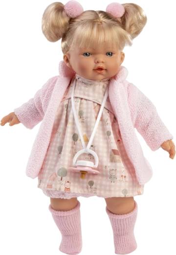 Llorens Roberta valósághű baba hangokkal és puha textiltesttel, 33 cm