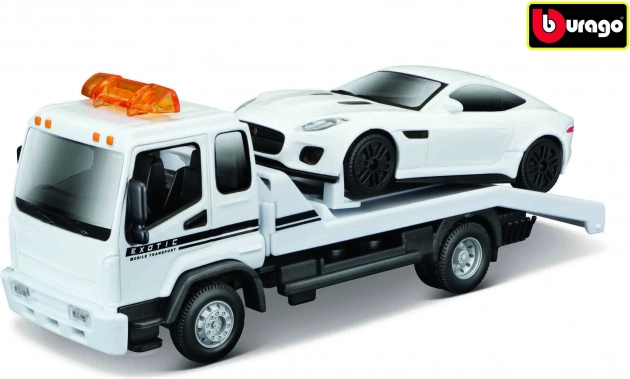 Bburago vontató teherautó Jaguarral F-Type R Dynamic (V6) 1:43