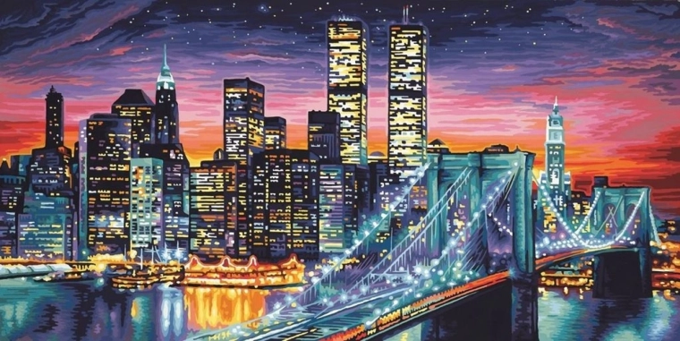 Gyémántszemes kirakó Éjszakai New York 30 × 40 cm