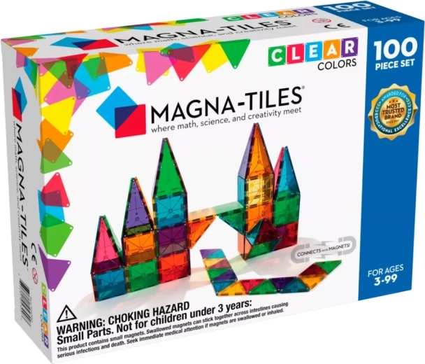 Magna-Tiles mágneses építőjáték clear colours – 100 darab