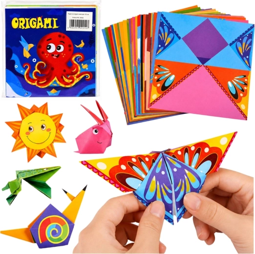 Gyerek origami készlet színes papírokkal és útmutatóval (100 lap)