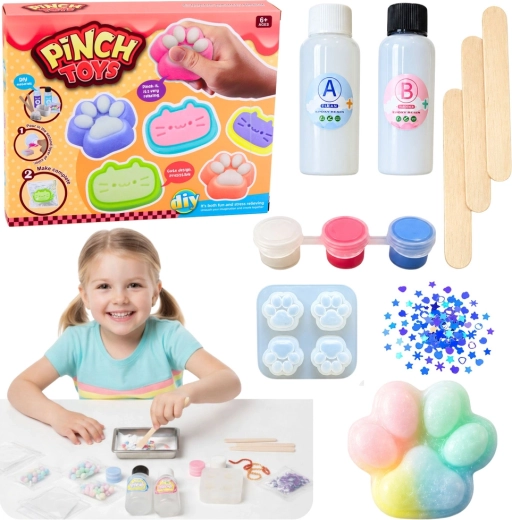 DIY kreatív készlet antistressz squishy készítéséhez – macskamancs (44 db)