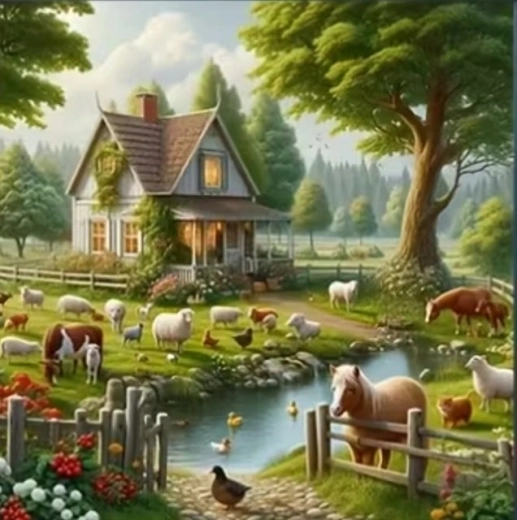 Norimpex gyémántfestés Vidéki ház állatokkal 30 × 40 cm