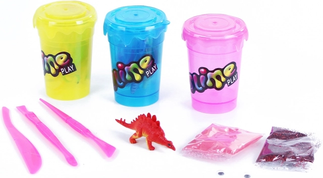 Slime Play kreatív készlet csillámos slime (nyálka) készítéséhez dínó figurával