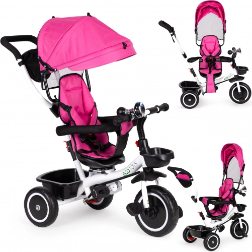 Gyerek tricikli forgatható üléssel és tetővel rózsaszín ECO TOYS