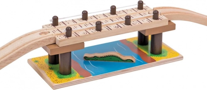 Bigjigs Rail fa szafari híd krokodillal