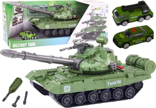 Zöld tank DIY gyerekeknek szétszedhető elemekkel és hangokkal